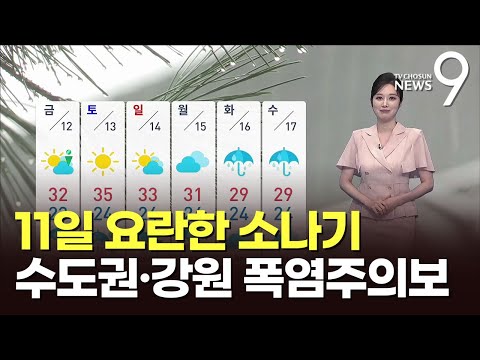 [날씨] 11일 요란한 소나기…수도권·강원 폭염주의보