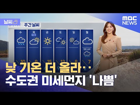 [날씨] 낮 기온 더 올라‥수도권 미세먼지 '나쁨' (2023.12.05/뉴스투데이/MBC)