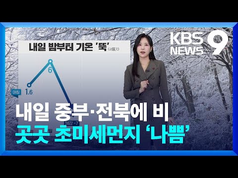 [날씨] 내일(2일) 중부·전북에 비…곳곳 초미세먼지 ‘나쁨’ / KBS  2024.12.01.